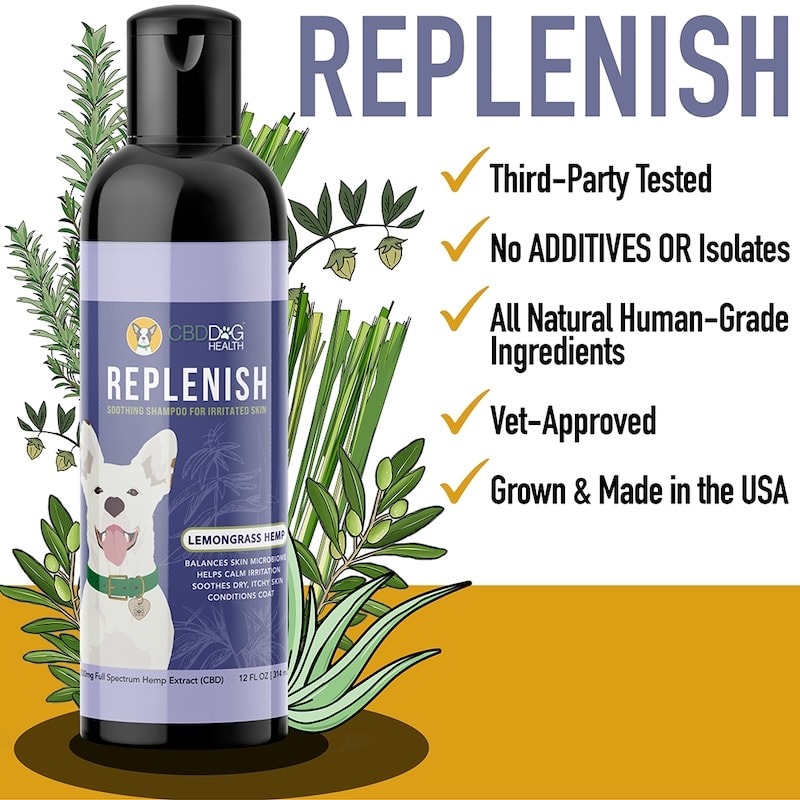 Replenish CBD Dog Shampoo safe natural