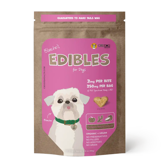 CBD dog treats CBD treats for dogs hemp treats vegan CBD edibles for dogs Blanche's CBD bites