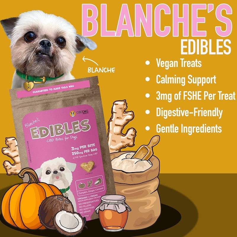 Blanche's CBD Edibles vegan cbd dog treats cocotherapy calming dog treats