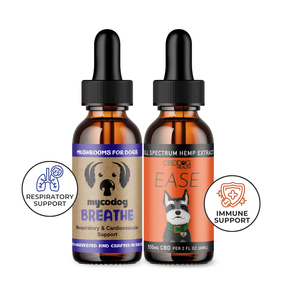 breathe easy dog breathing aid respiratory support dog breathing supplement immune support cbd mushrooms