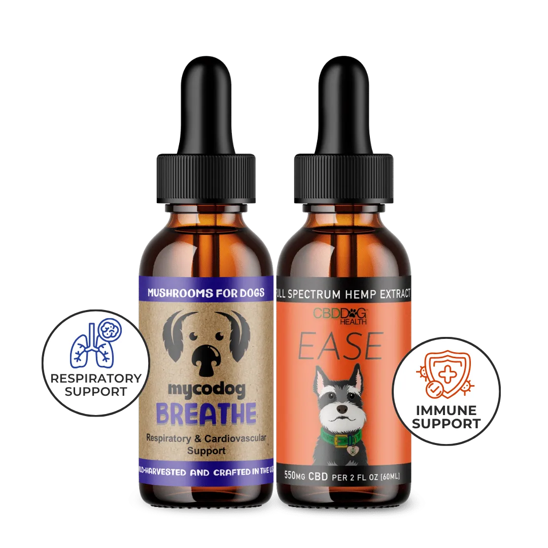 breathe easy dog breathing aid respiratory support dog breathing supplement immune support cbd mushrooms
