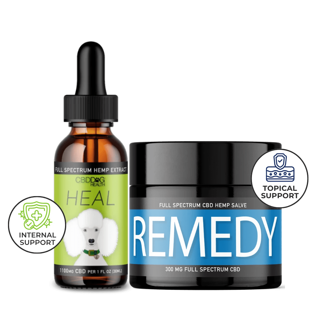 power duo cbd oil for dogs bundle cbd balm for dogs cbd salve cbd immune support dog kit duo